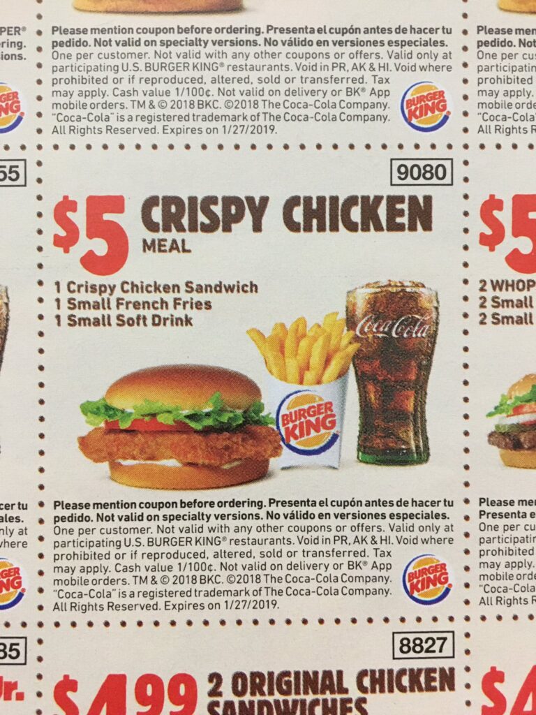 Crispy Chicken Burger King Coupon November 2024